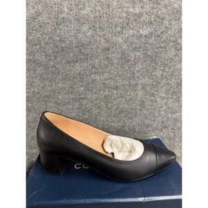 NWB Cole Haan Go-To Block Heel Pump Black Leather Pointed Cap Toe W16074 9.5C